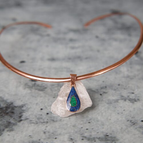 Tiara Mas Colgante Gota Cobre Lapislázuli Malaquita